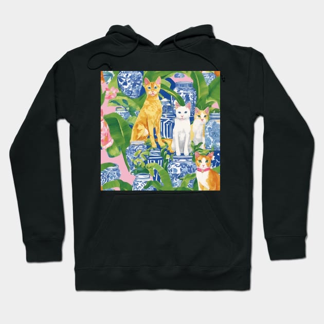 Cats and chinoiserie jars Hoodie by SophieClimaArt